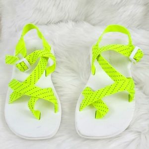 Madden Girl neon green strips sandals size 7.5 New